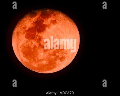 Bloodmoon or red moon,a natural phenomenon, on dark sky Stock Photo