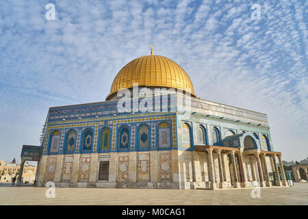 Panorama of Mosque of Al-aqsa (Dome of the Rock) on Temple Mount, Jerusalem, Israel Stock Photo