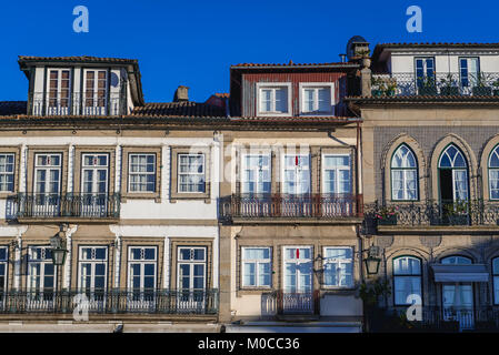 Houses on Camoes Square in Ponte de Lima city, part of the district of Viana do Castelo, Norte region of Portugal Stock Photo