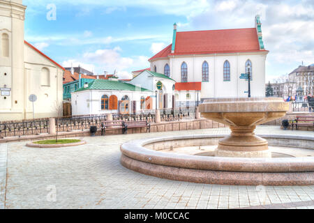 MINSK, BELORUSSIA - March 11.2017: Freedom Square. A complex of ancient buildings in the historic center of the city Stock Photo