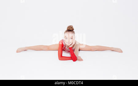 Little girl in red dress. Stock Photo