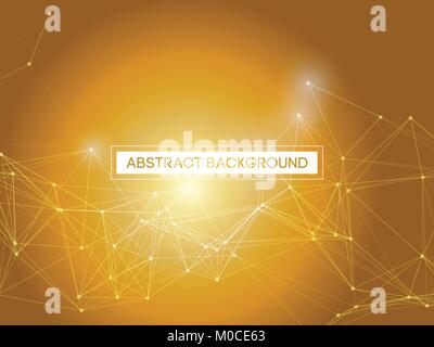 Abstract Polygonal Space Gold Background with Connecting Dots and Lines | EPS10 Vector Stock Vector