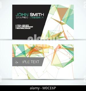 Elegant Modern Business Card Set - Colorful Polygon Mesh on White Background -  EPS10 Vector Design Stock Vector