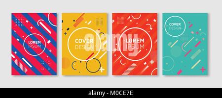 Minimal Vector covers design. Cool Vibrant colors flat geometric illustrations. Future Poster template. Stock Vector