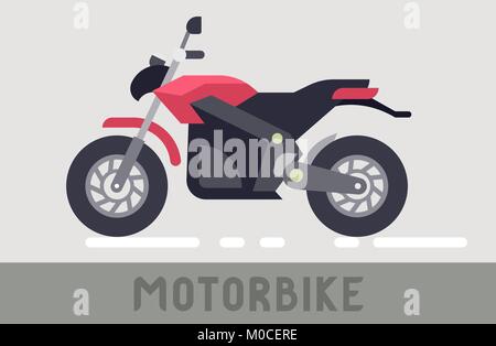 Red and Black Motorcycle in Flat Style Stock Vector