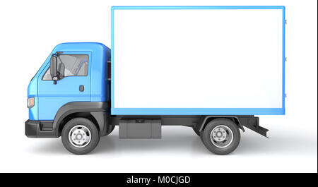 Box truck isolated on white. 3D illustration Stock Photo