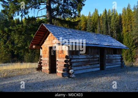 Restored Civilian Conservation Corp cabin (CCC) on the Sherman pass scenic byway in Eastern Washington State. Stock Photo