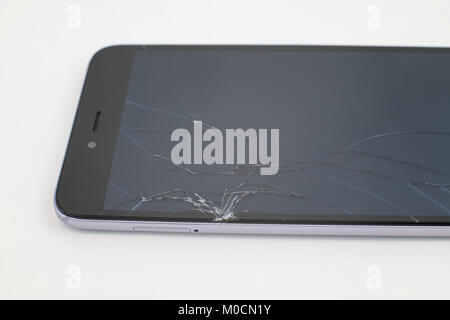 Broked screen on mobile phone unbranded Stock Photo