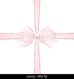 Pink realistic vector double cross gift bow Stock Vector