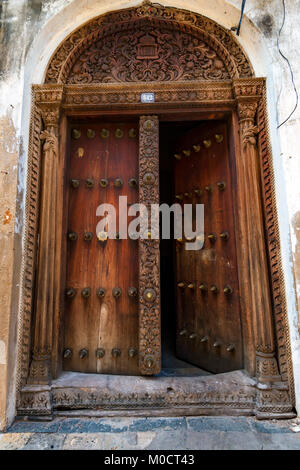 Old wooden doors in Stone Town, Zanzibar Stock Photo