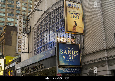 Ethel Barrymore Theatre Marquee in Times Square, NYC Stock Photo