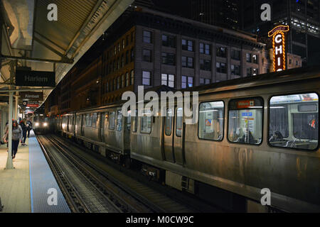 The State and Lake stop in Chicago's Loop provides easy access to the Theater District. Stock Photo