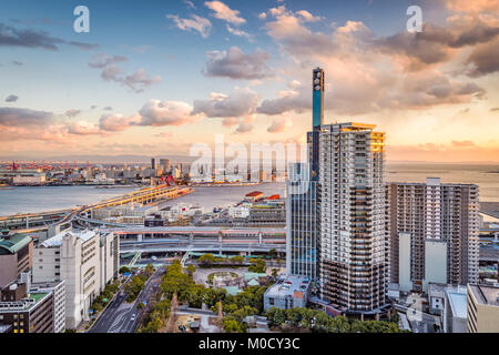Kobe, Japan cityscape view towards Port Island. Stock Photo