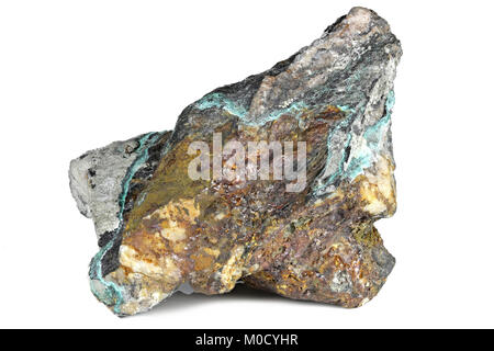 copper ore from Inzell/ Germany isolated on white background Stock Photo