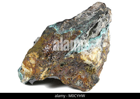 copper ore from Inzell/ Germany isolated on white background Stock Photo