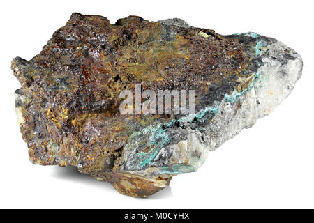 copper ore from Inzell/ Germany isolated on white background Stock Photo