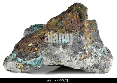 copper ore from Inzell/ Germany isolated on white background Stock Photo