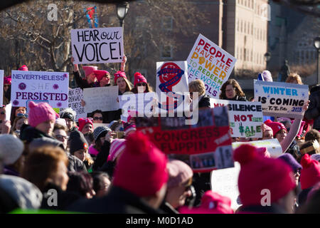 Philadelphia, USA. 20th Jan, 2018. Protesters participate in the Women's March Philadelphia, on the one-year anniversary of Donald Trump's inauguration, January 20, 2018. Credit: Michael Candelori/Alamy Live News Stock Photo