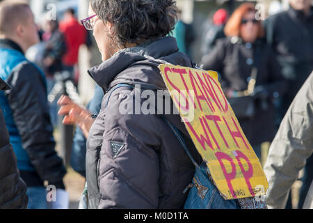 Philadelphia, USA. 20th Jan, 2018. Protesters participate in the Women's March in Philadelphia, on the one-year anniversary of Donald Trump's inauguration. Credit: Kelleher Photography/Alamy Live News Stock Photo