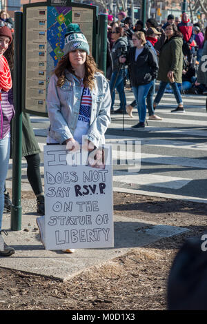 Philadelphia, USA. 20th Jan, 2018. Protesters participate in the Women's March in Philadelphia, on the one-year anniversary of Donald Trump's inauguration. Credit: Kelleher Photography/Alamy Live News Stock Photo