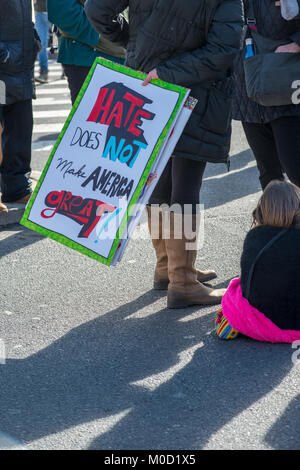 Philadelphia, USA. 20th Jan, 2018. Protesters participate in the Women's March in Philadelphia, on the one-year anniversary of Donald Trump's inauguration. Credit: Kelleher Photography/Alamy Live News Stock Photo