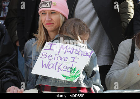 New York, NY, USA. 20th Jan, 2018. Central Park West, New York, USA, January 20 2018 - Thousands of People marched on the 2018 Women's March on NYC today in New York City.Photo: Luiz Rampelotto/EuropaNewswire Credit: Luiz Rampelotto/ZUMA Wire/Alamy Live News Stock Photo