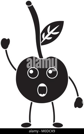 cherry yelling talking fruit kawaii icon image  Stock Vector