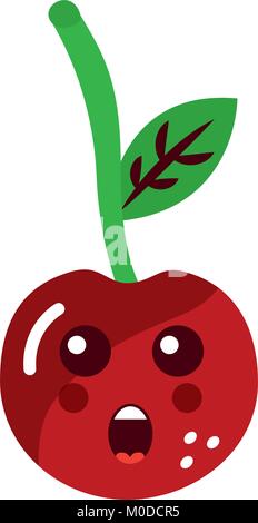 cherry yelling talking fruit kawaii icon image  Stock Vector