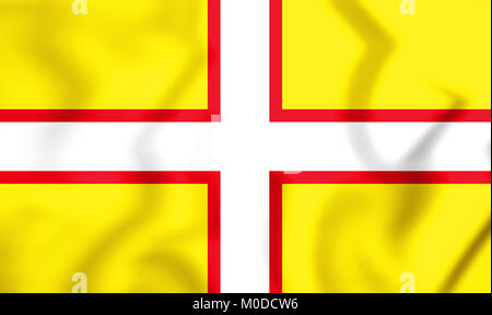 3D Flag of Dorset, England. 3D Illustration. Stock Photo