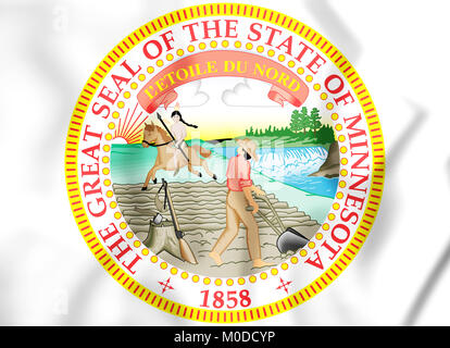 State seal of the Minnesota state, USA. 3D Illustration.