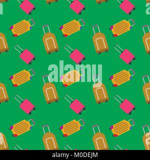 Travel and vacation pattern. Vector luggage and bag seamless pattern, briefcase package illustration Stock Vector