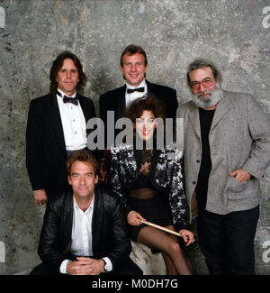 Huey Lewis, Sheila E, Joe Montana and Jerry Garcia picutred at the 1988 Bay Area Music Awards Credit: Pat Johnson/MediaPunch Stock Photo