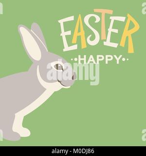 easter design profile   rabbit vector illustration flat style Stock Vector