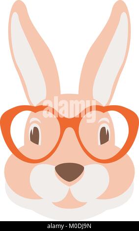 Download Rabbit in glasses. Vintage hand drawn cute bunny face ...