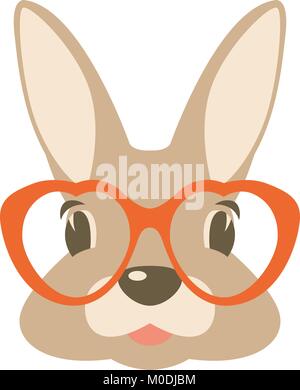 Download Rabbit in glasses. Vintage hand drawn cute bunny face ...