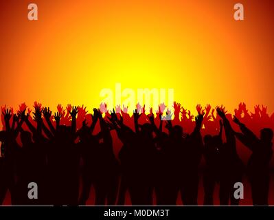 Silhouetted Dancing Crowd Stock Vector