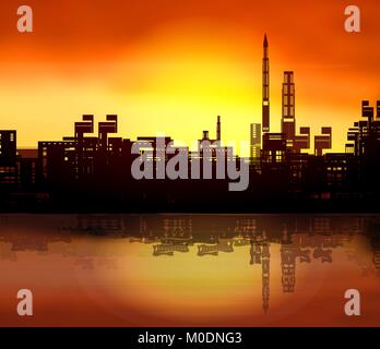 Sunset over a big city Stock Vector