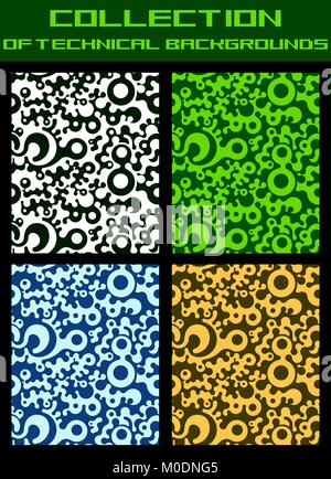 Collection of technical seamless backgrounds. Stock Vector