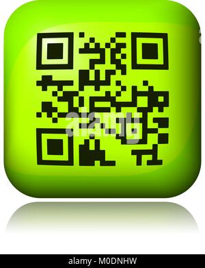 Green button with QR-code. Stock Vector