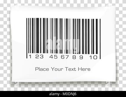 Bar code label with shadow on a transparent background. Vector illustration. Stock Vector
