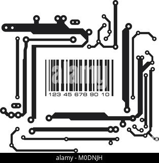 Bar code in PCB-layout style. Vector illustration. Stock Vector