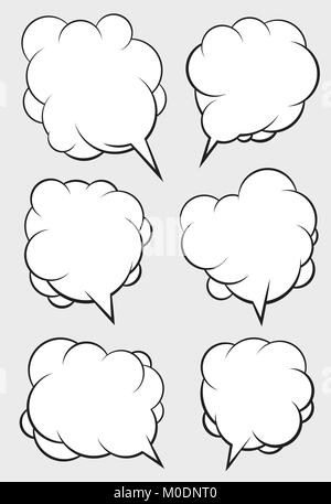 illustration of six speech bubbles with shadow looking like stickers ...