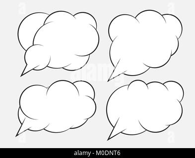 Set of 4 abstract talking bubbles with white fill. Stock Vector