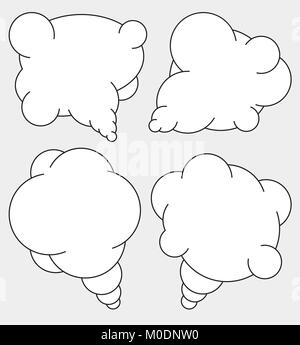 Set of 4 abstract talking bubbles in mono line style with white fill. Stock Vector