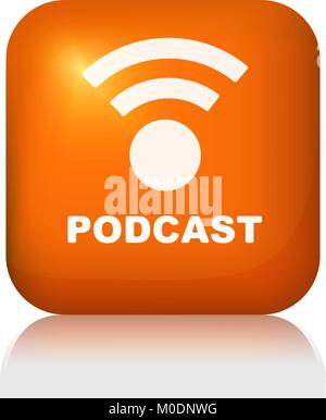 Glossy button podcast for web or other design Stock Vector