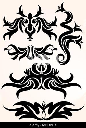 Elements for design or tattoo. Stock Vector