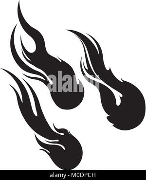 Fireball, comet, meteor, vector illustration, icons for your design. Stock Vector