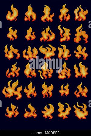 Collection of fire icons Stock Vector