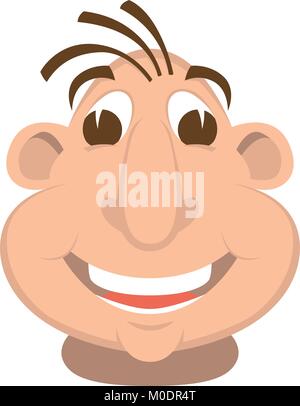face man smile head cartoon flat style front side Stock Vector