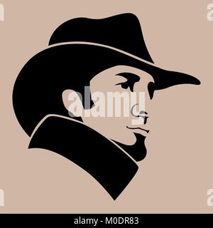man in hat  face  vector illustration flat style   profile side Stock Vector